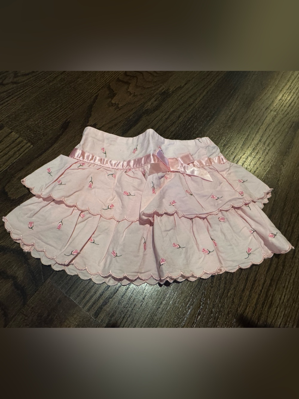 Little Lass Pink Toddler Skirt with Embroidered Rose